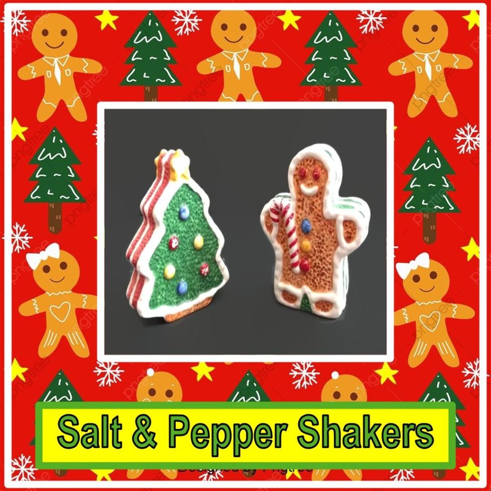 Christmas Tree Gingerbread Man Salt Pepper Shakers